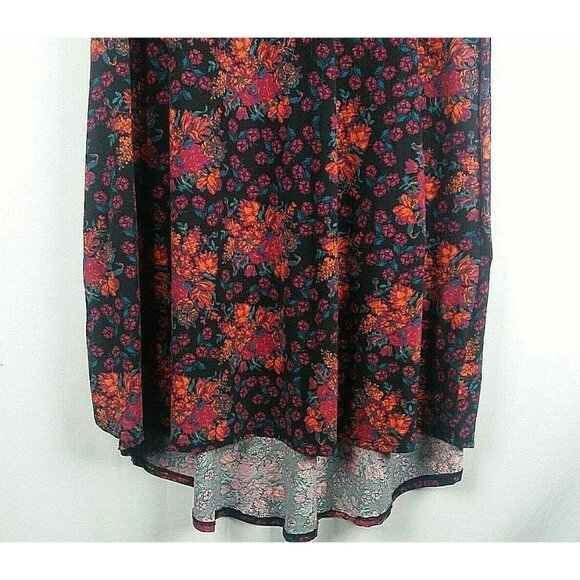 Floral Simply Comfortable Dress Flowers LuLaRoe Size Medium Black Stretchy Hi Lo - Picture 5 of 7
